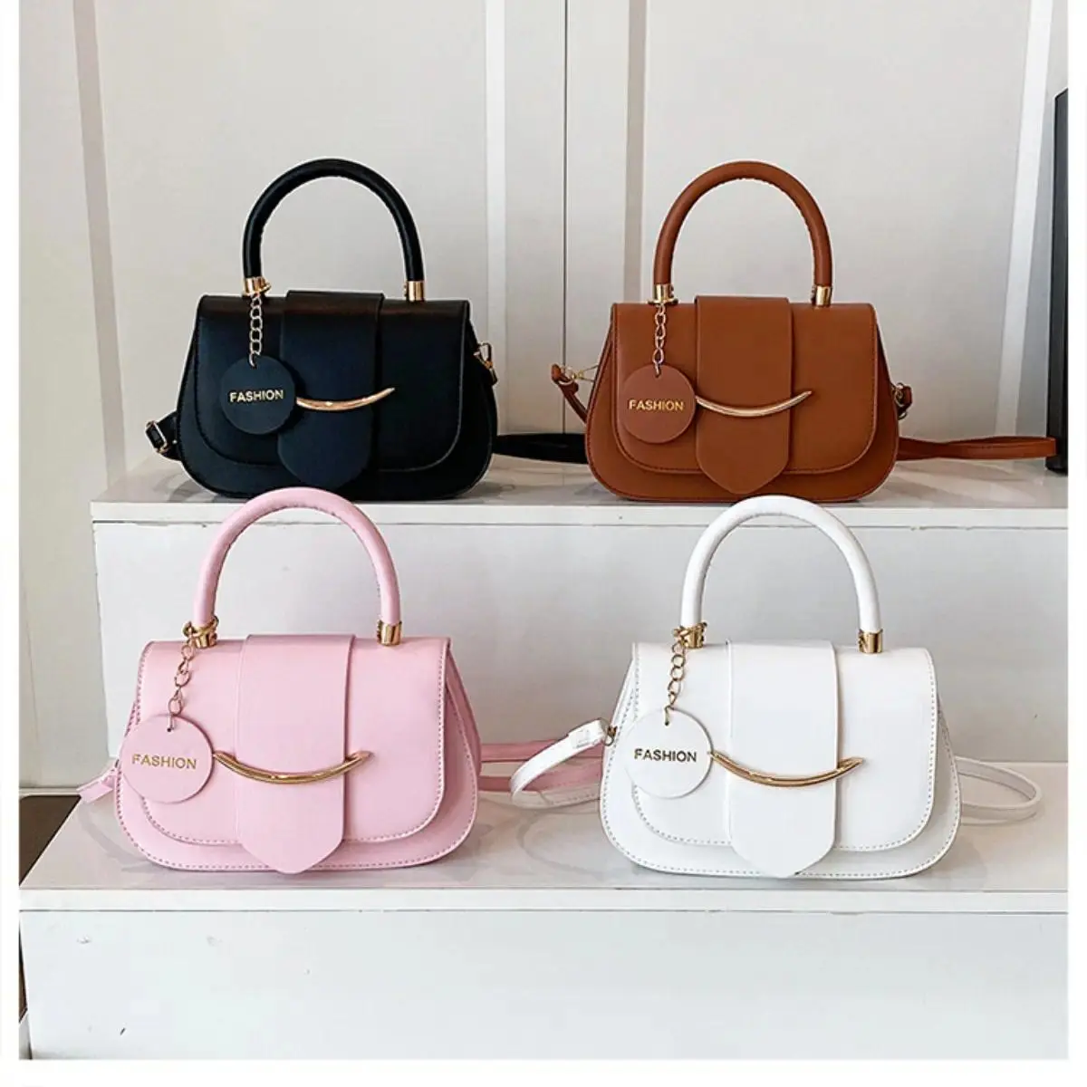 Women's Saddle Crossbody Bag, Minimalist Structured Shoulder Purse, Lightweight Everyday Handbag for Work, Travel & Casual Outfits
