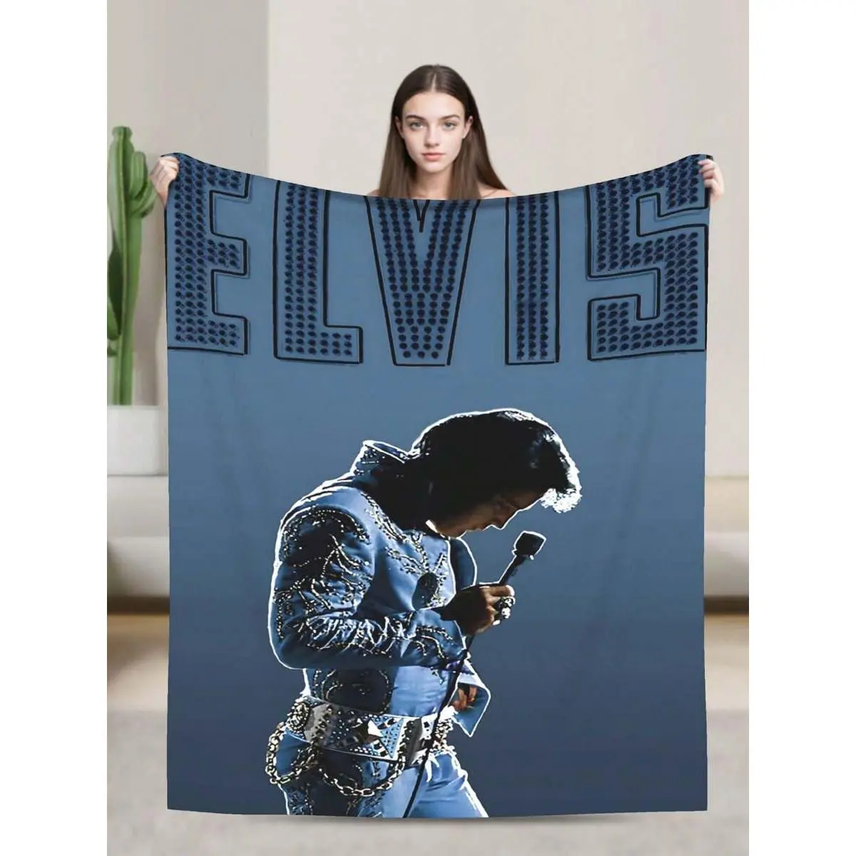 Elvis Presley patterned blanket, warm and breathable, suitable for various occasions such as car air conditioning, outdoor picnics, etc.