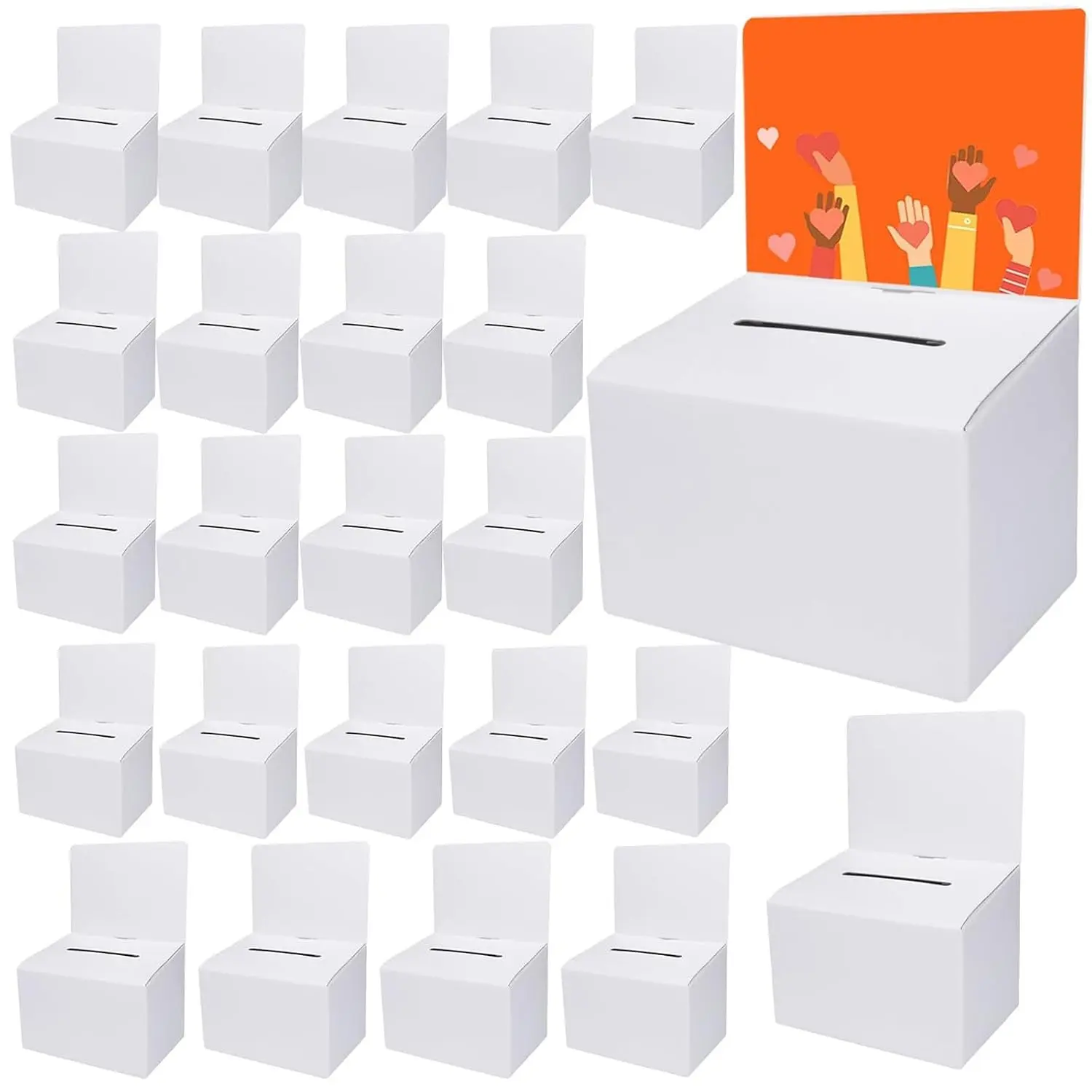 24 Pack Cardboard Ballot Box with Slot, White Glossy Raffle Boxes | Suggestion Boxes with Removable Slot, Donation Boxes for Fundraising,Collecting Card and Voting Contest, 6.5x4.5x4.5Inch