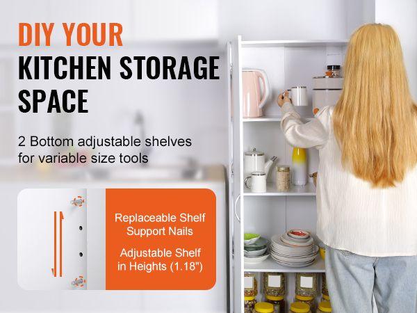 VEVOR Kitchen Pantry Cabinet 60" Tall Food Pantry Storage Cabinet 110LB Loading VEVOR Kitchen Pantry Cabinet 60" Tall Food Pantry Storage Cabinet 110LB Loading