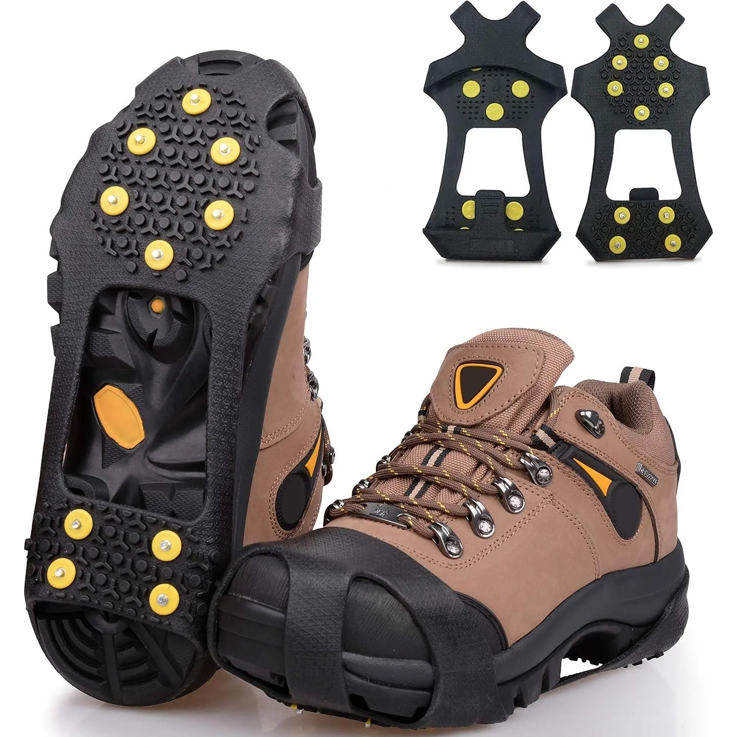 Ice Snow Cleats for Shoes Boots,Walk Traction Cleats Rubber Crampons Anti Slip 10-Stud Winter Ice Cleat Slip- Stretch Footwear for Women Men