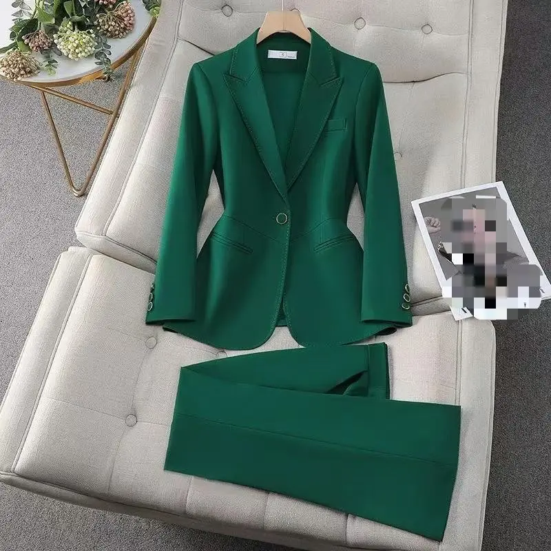 FitSolidColorPremiumSlim-FitDouble-BreastedSuitJacketandPantsTwo-PieceSet