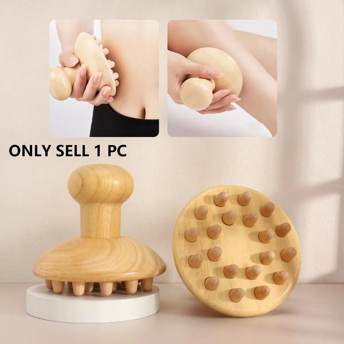 Wooden Manual Body Massager, Back Massagers, Coarse Teeth Head Massage Tool, Full Body Muscle Relaxer, Small Relief Device, 1 Piece