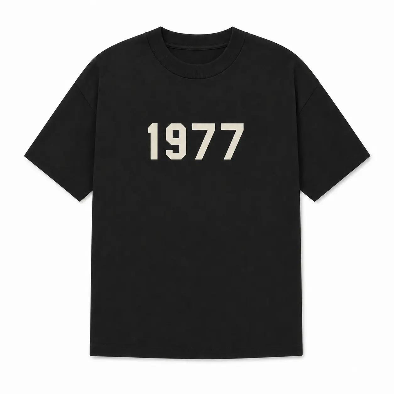 Men's ESS-F&OG 1977 Graphic T-Shirt - Short Sleeve Crew Neck Retro Number Print Tops, Casual Streetwear Garment for Daily Outfits, Shortsleeve