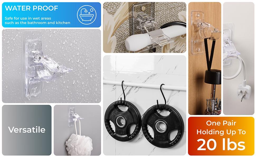 No Drill Needed Curtain Rod Holders, Enhanced Self Adhesive Rod Brackets, Multipurpose Nail-Free Stick on Curtain Rod Hooks, Curtain Hangers for Dorm, Bathroom, Bedroom, Livingroom Decor