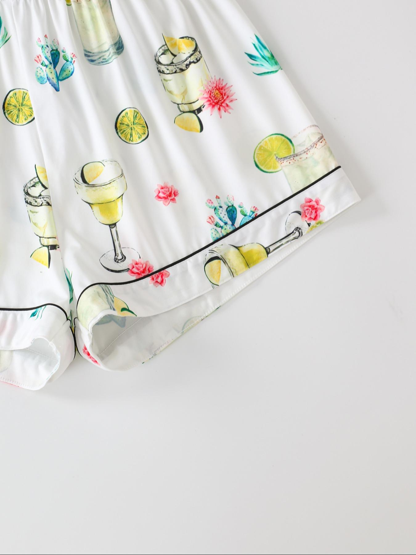 Women's Short Sleeve Pajama Set, Button Front Chest Pocket Design Lapel Neck Top & Elastic Waist Shorts Pj Set, Ladies Sleepwear, Breathable Stylish Pajama, Shortsleeve Womenswear, Loungewear, Homewear