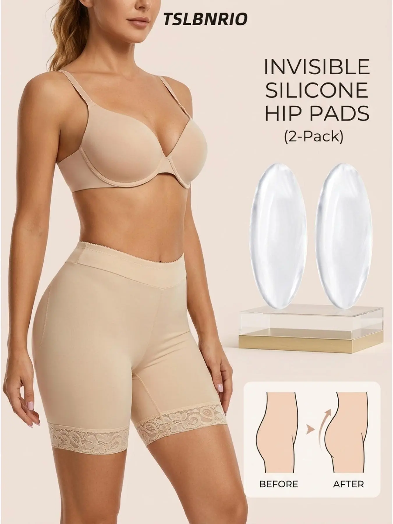 2 pieces of transparent silicone hip enhancer, invisible self-adhesive buttock enhancer, adhesive calf pad, body padding, wedding dress tight pants, daily wear shaping and curving buttocks gadget, Underwear, Shapewear