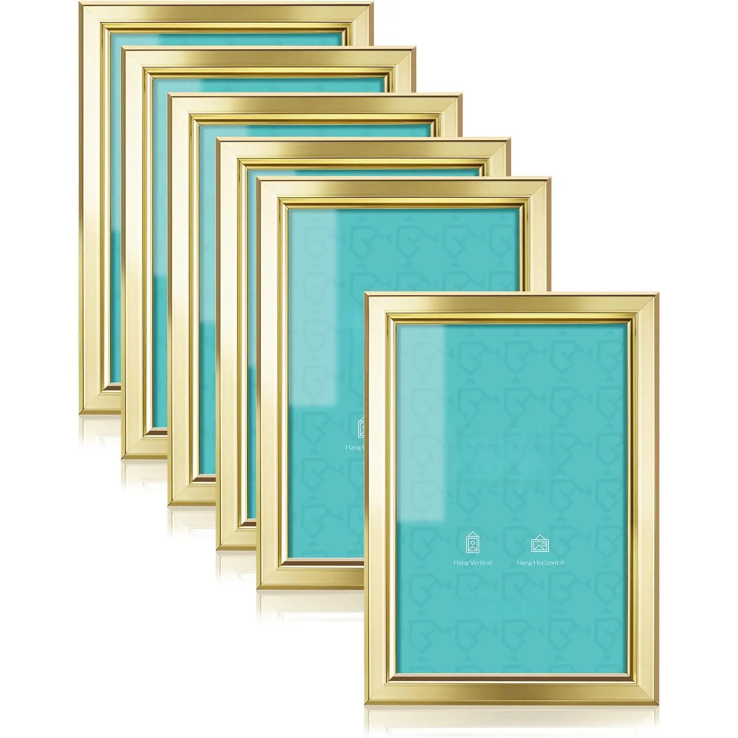 4x6 Picture Frames (6 Pc, Gold) Simple Designed Photo Frame with High Definition Glass for Wall Mount & Table Top Display, Set of 6 Classic Collection