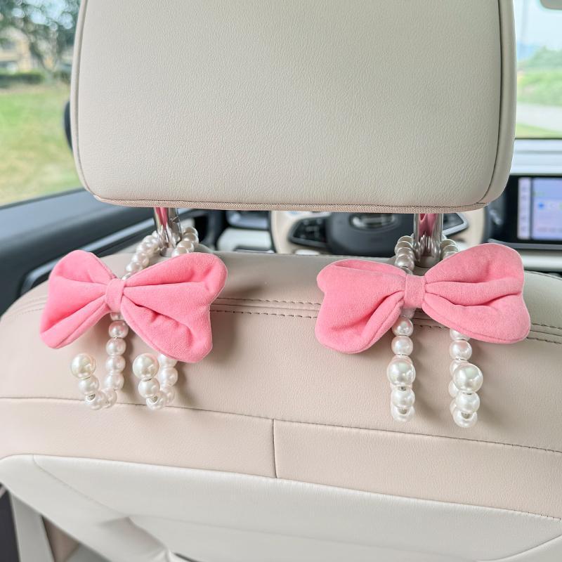 2pcs Charming Bowknot Design Car Seat Back Hook Durable ABS Material Multifunctional Interior Accessories for Women Girls Easy Installation Space Saving Solution 2pcs Charming Bowknot Design Car Seat Back Hook Durable ABS Material Multifunctional Interior Accessories for Women Girls Easy Installation Space Saving Solution