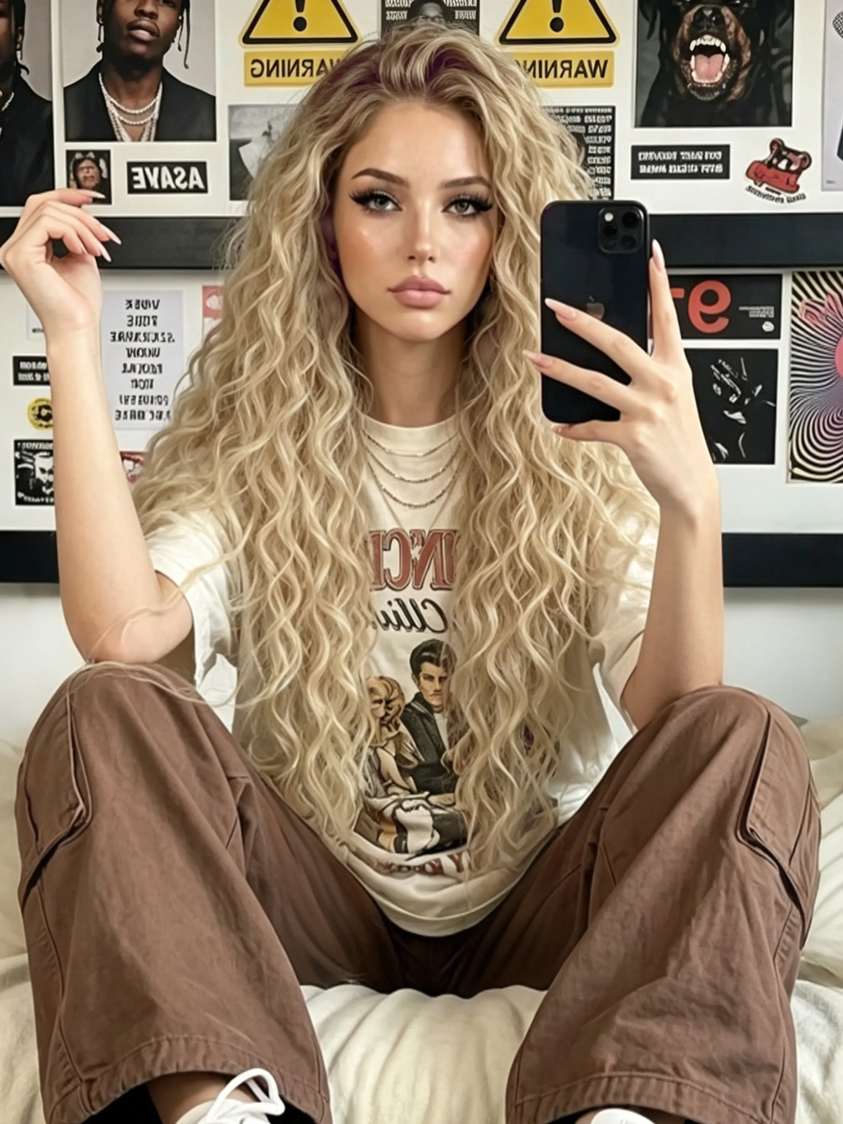 Deep Curly Wig Lace Front Wig with Dark Root 13x4 HD Transparent Lace Frontal Wig Soft Long Curly Wig Fluffy Wavy Wig Heat Resistant Synthetic Wig Curly Wig for Women Daily Wear Party Dating 28 Inch