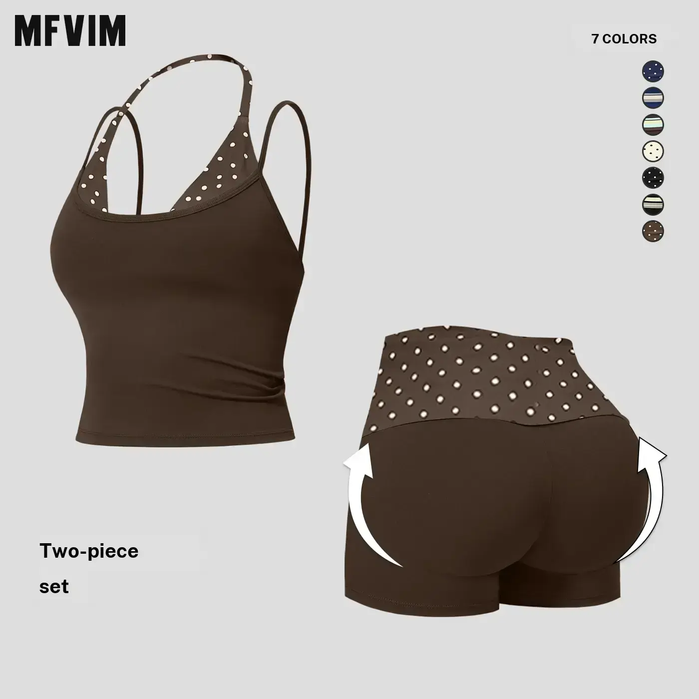 MFVIM women’s color block double layer halter yoga tank top set with high waisted butt lifting athletic shorts, two piece nude feel fitness outfit,travel essentials,camping essentials