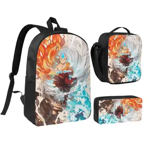 Unisex Avatar The Last Airbender Appa1 3Pcs Backpack for Teen Girls Boys, School Bookbag with Lunchbox Pecil box, Anime backpack with adjustable straps, office travel bag Bookbag