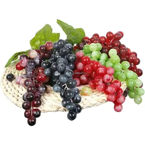 5 Bunches Realistic Artificial Rubber Grape Clusters, Lifelike Simulation Fake Grapes for Decoration, Hanging Ornament, Photography Prop, Kitchen Centerpiece, Food Display Decor