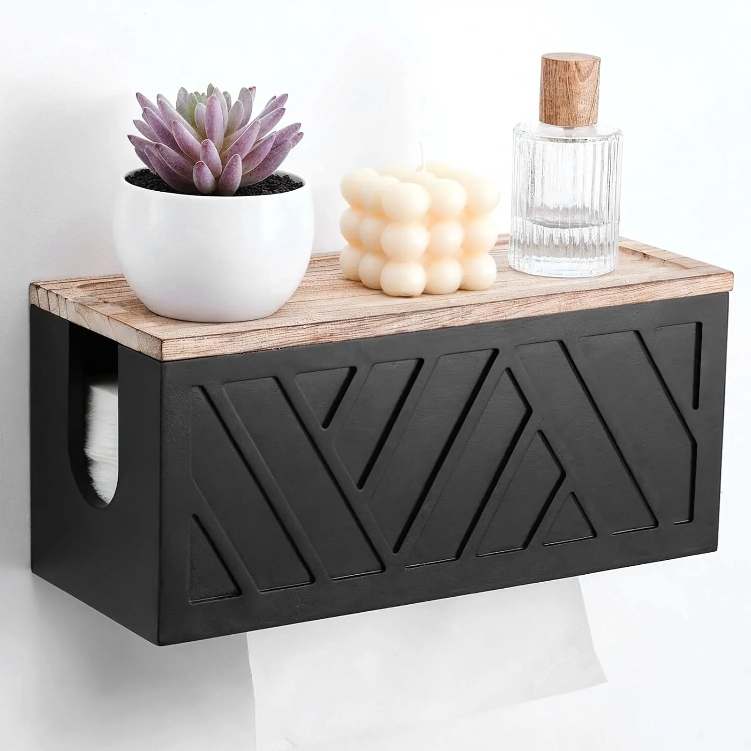 Paper Towel Dispenser Wall Mount Paper Towel Holder with Lid Solid Wood Commercial C-Fold, Z-Fold Hand Papers Towels Holder Dispenser Hand Towels Holders for Bathroom Kitchen Office Decor