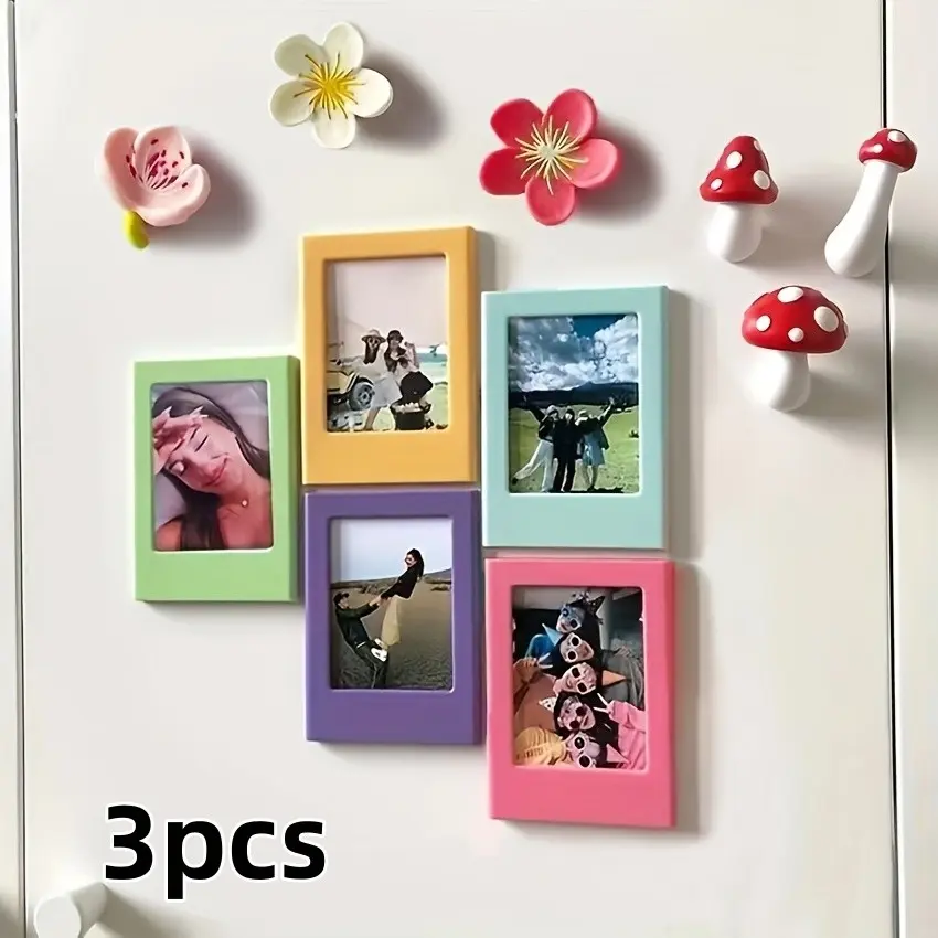 3 Colorful 3-Inch Magnetic Photo Frames, Refrigerator Magnets for Fujifilm Instax, Home Decor, Gifts for Valentine's Day, Birthday, New Year