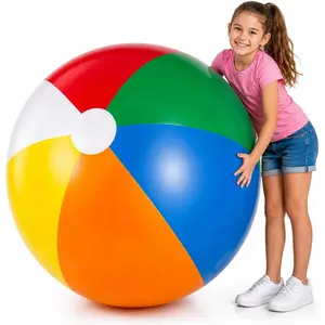 24-inch Giant Beach Ball - (Pack of 3) Big Inflatable Beach Balls For Pool Toys, Blow Up large inflatable ball Toys For Kids Pool Parties, Themed Birthdays, Beach Events, Summer Party Decorations