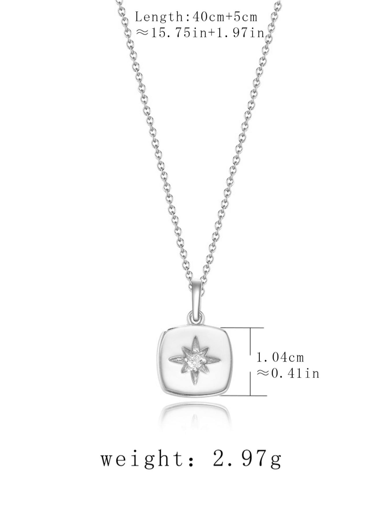 S925 Sterling Silver Star Design Pendant Necklace with Box, Artificial Zircon Decor Necklace for Women for Gift, Fashion Jewelry Accessories for Daily Wear