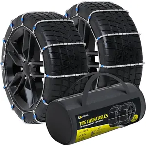 Tire Chain Cables For Snow & Ice, Fits Passenger  & Some SUVs, Constructed to Provide Maximum Traction & Grip - Set of 2 (X-S)