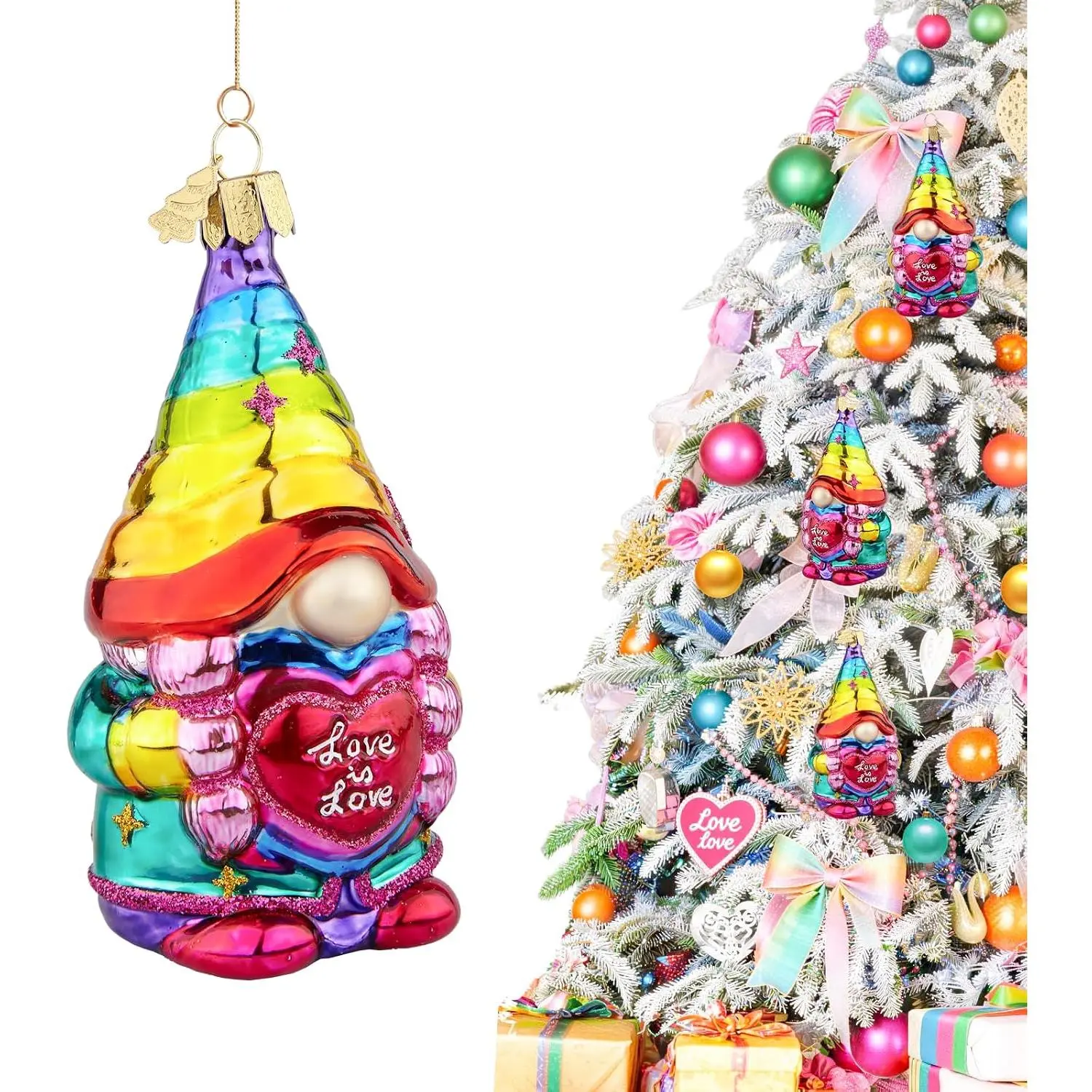 Christmas Ornaments,Glass  Ornament for Tree,Christmas Decoration | Personalized Rainbow  Collection Figurine,Hand-Blown Glass  Ornaments for Holiday Party  Gifts