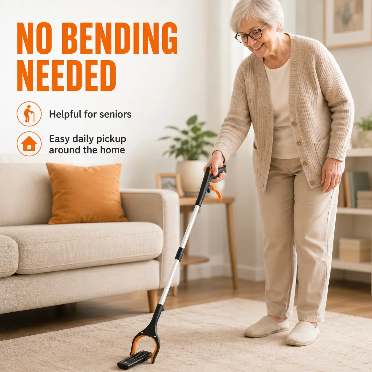 Foldable Extendable Grabber Tool with 360° Rotating Head, Magnets & Silicone Anti-Slip Claws, Lightweight Portable Reacher for Seniors, Trash Pickup, Home Cleaning, Gardening, Kitchen and Everyday Item Retrieval