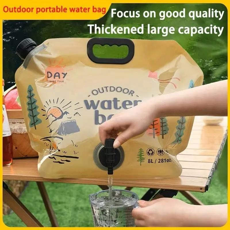 7.99L Portable Water Bucket with Faucet, Foldable Lightweight Durable Pet Material, Camping Travel Storage Bag, Hiking Water Bag, Outdoor Activities