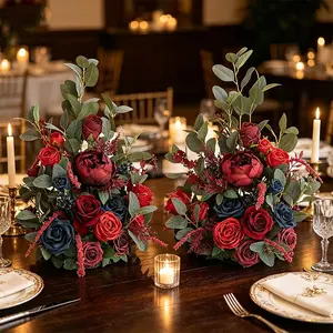 Vintage European Artificial Flowers, 55cm Rose Eucalyptus Bouquet, Wedding Centerpiece, Hotel Table Decor, Fireplace Accent