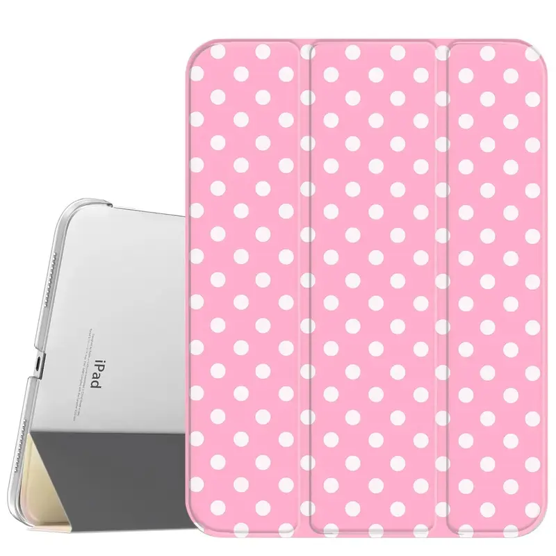 Pink Dot Case for iPad A16 2025 / iPad air 6/ iPad mini 6 Air, Pro 4,5,6,7, Slim Stand Cover with Soft Translucent Frosted Back Pencil Slot, for Samsung Galaxy Tab S9 S6,7,8,9,10FE + A7 LTE Tablet Cases