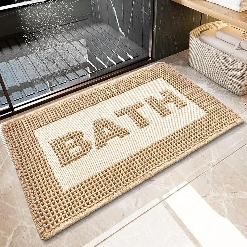 Waffle Bath Mat, Ultra Soft Non-Slip Grid Design, Absorbent Non-Slip Rug, Woven Carpet, Bathroom Floor Mat