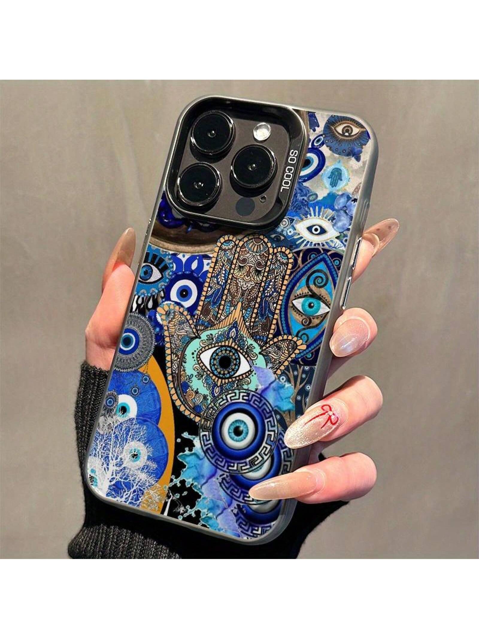 Fashionable Phone Case TM00323 With An Evil Eye Design, Suitable For Iphone Models 16Pro Max, 16Plus, 16Pro, 16, 15, 14, 13, 12, 11, XS Max, XR/X, And XSX, Offering Anti-Drop And Shockproof Protection. Protective Smartphone