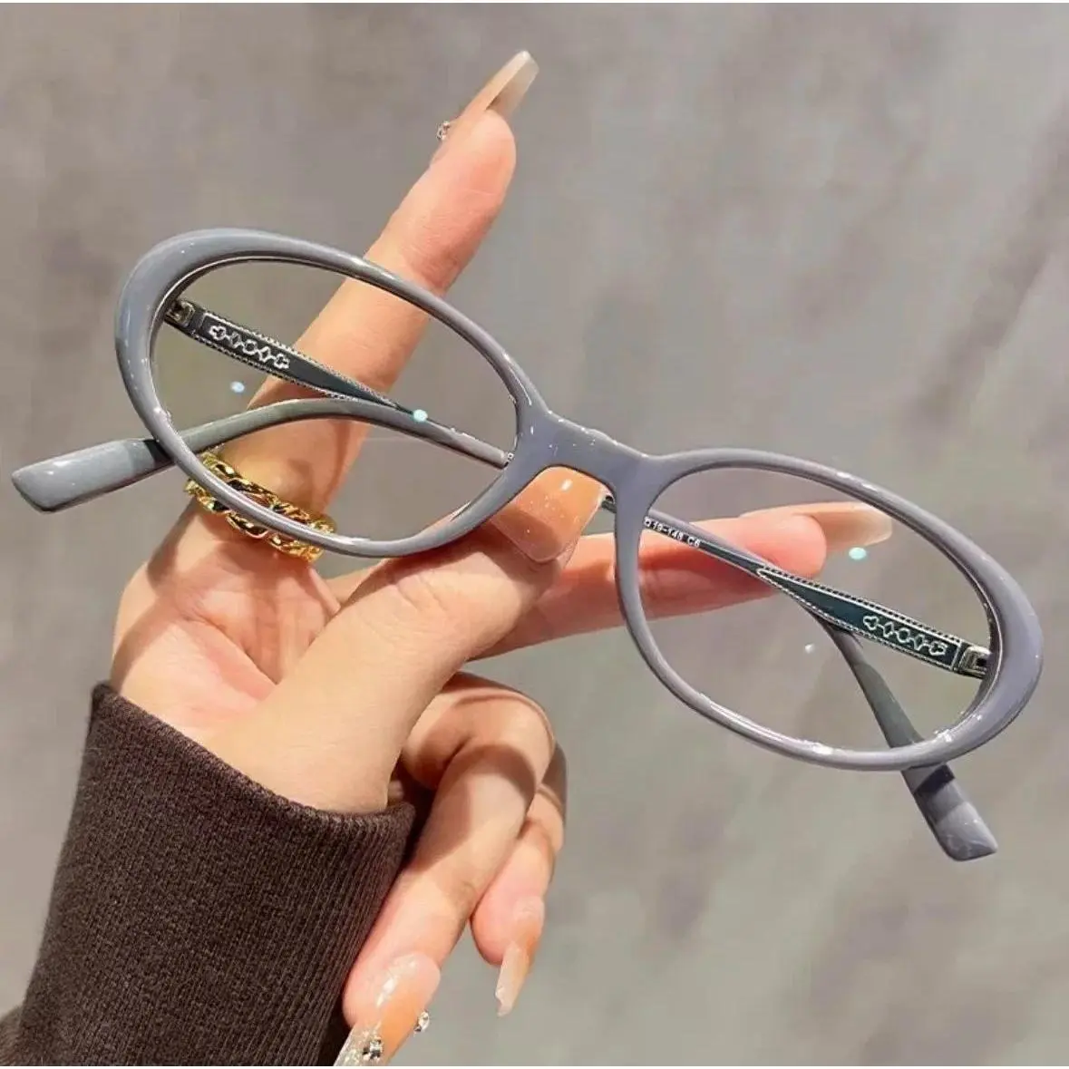 Fashionable Thick Edge Oval Small Frame Anti-blue Light Reading Glasses For Women Senior Middle-aged And Elderly Glasses