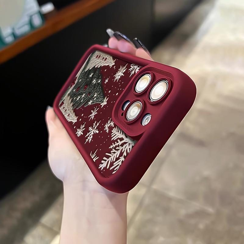 Gaozhu Red Wine Colorful Christmas Trees TPU Anti-Drop Full Protective Case for Apple iPhone 6-16 Pro Max Festive Design c2