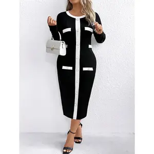 square,neck,plain,,vacation,dresses,vacay,Plus Size - Plus Size - Button- Slim Fit Plus Size Dress,slip