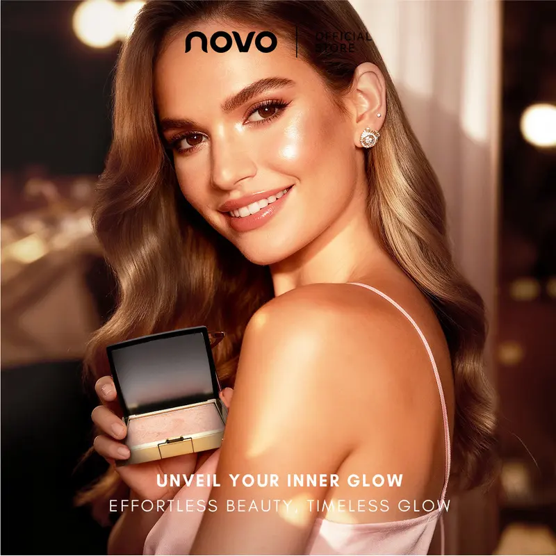 NOVO Radiant Glow Luminizer Highlighter Palette, Contouring Enhancement, Long-Lasting Non-Smudging Face And Eye Shimmer Powder, Multifunctional Face Makeup Palette Women's Cosmetics