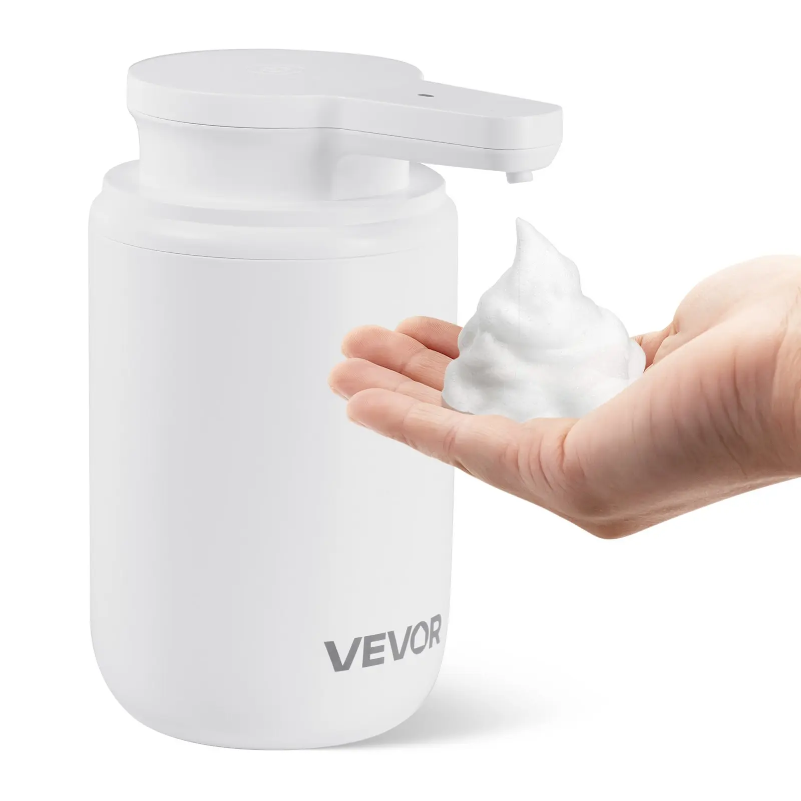 【Summerfinds】VEVOR Automatic Touchless Pump Hand Soap Dispenser, 300ml/10oz Rechargeable Waterproof Handwashing Aid, 2 Adjustable Levels, Modern Indicator Container for Bathroom, Hospitals, Kids (White)