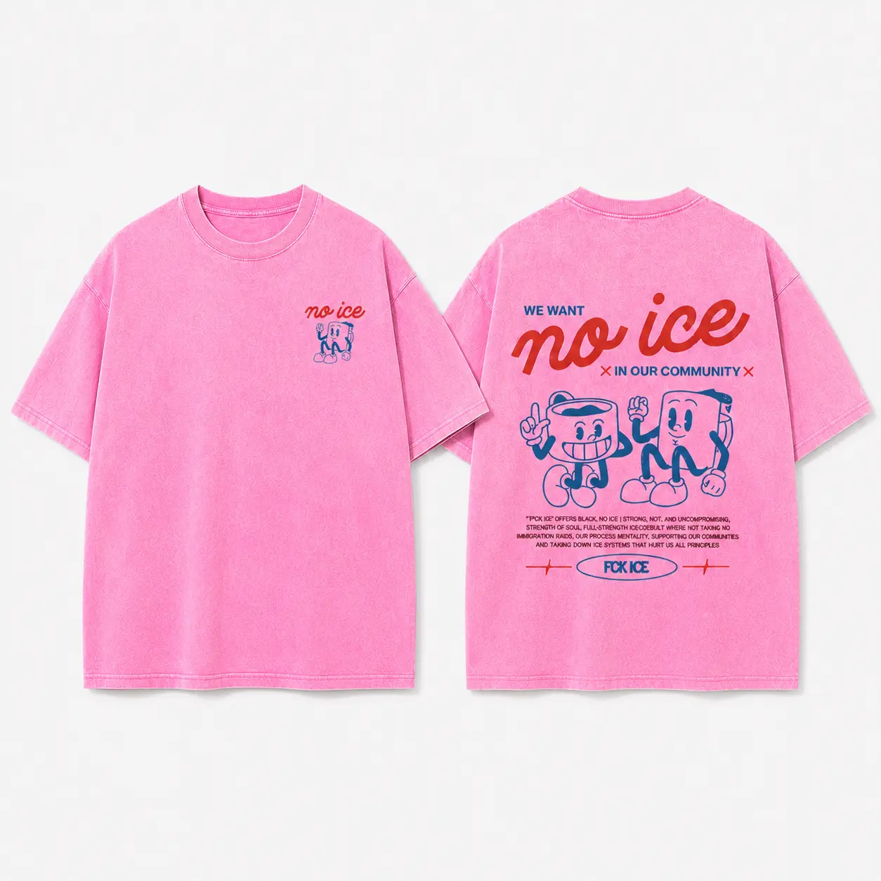 No Ice Graphic Washed T-Shirt, Vintage Cotton Tee, Cartoon Ice Cube Print, Multi Color Unisex Streetwear Top for Men Women, Relaxed Short Sleeve Casual Shirt, Everyday Outfit, Protest-Inspired Graphic Tee, Summer Daily Wear Gift，Size S-5XL, clothes