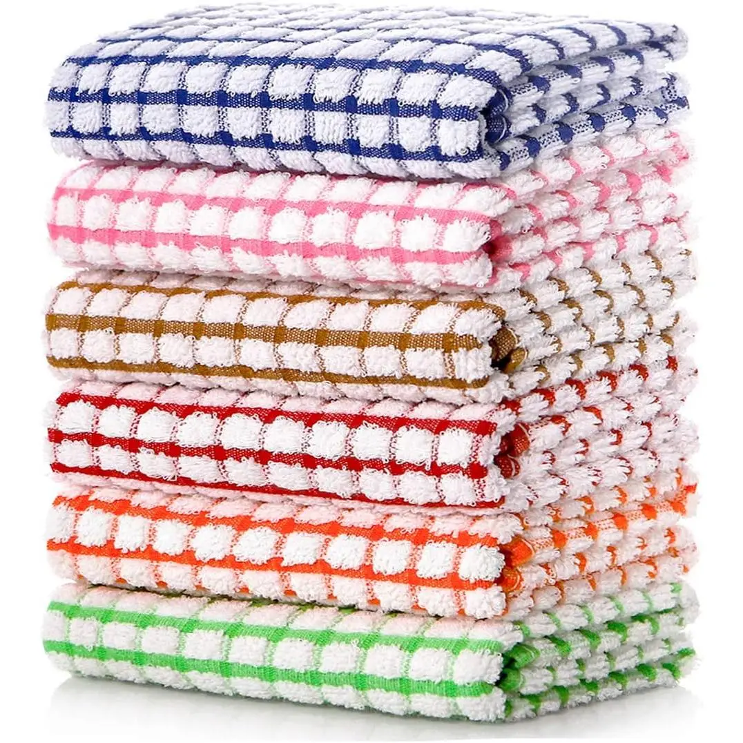 Kitchen Dish Towels, 16 Inch x 25 Inch Bulk Cotton Kitchen Towels, 6 Pack Dish Cloths for Dish Rags for Drying Dishes Clothes and Dish Towels