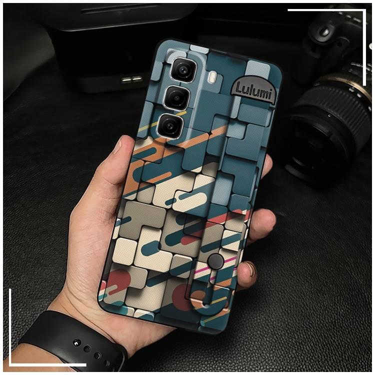 Dirt-resistant Back Cover Phone Case For infinix Hot50 Pro/X6881 Shockproof commerce Plain color masculine Anti-dust geometry Fashion Design simple Phone Holder Waterproof Durable