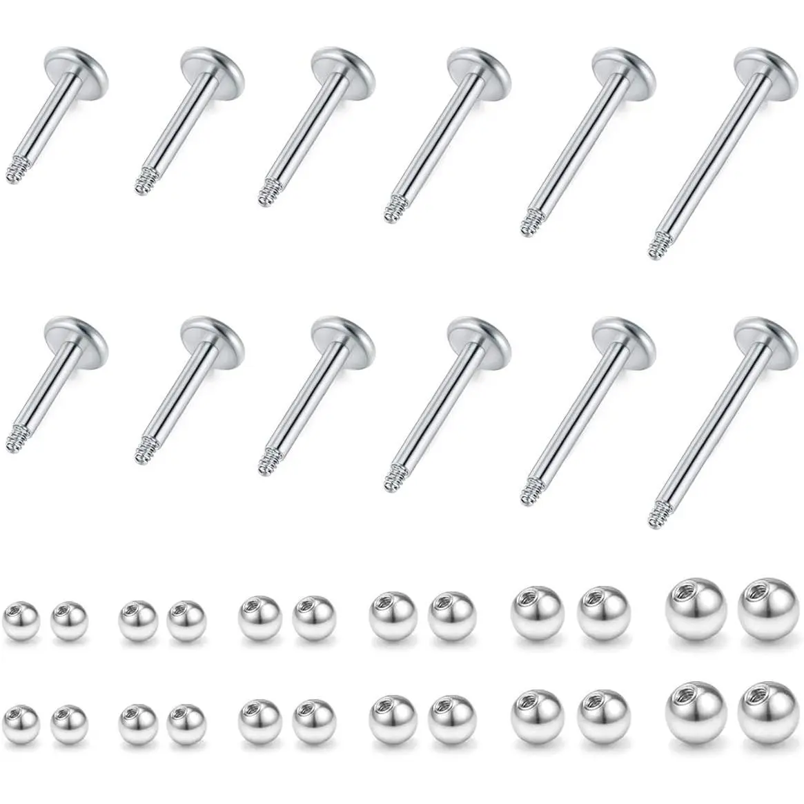 16G 18G Surgical Steel Tragus Cartilage Helix Earrings Studs Replacement Balls Short Lip Rings 4-12mm Conch Piercing Jewelry