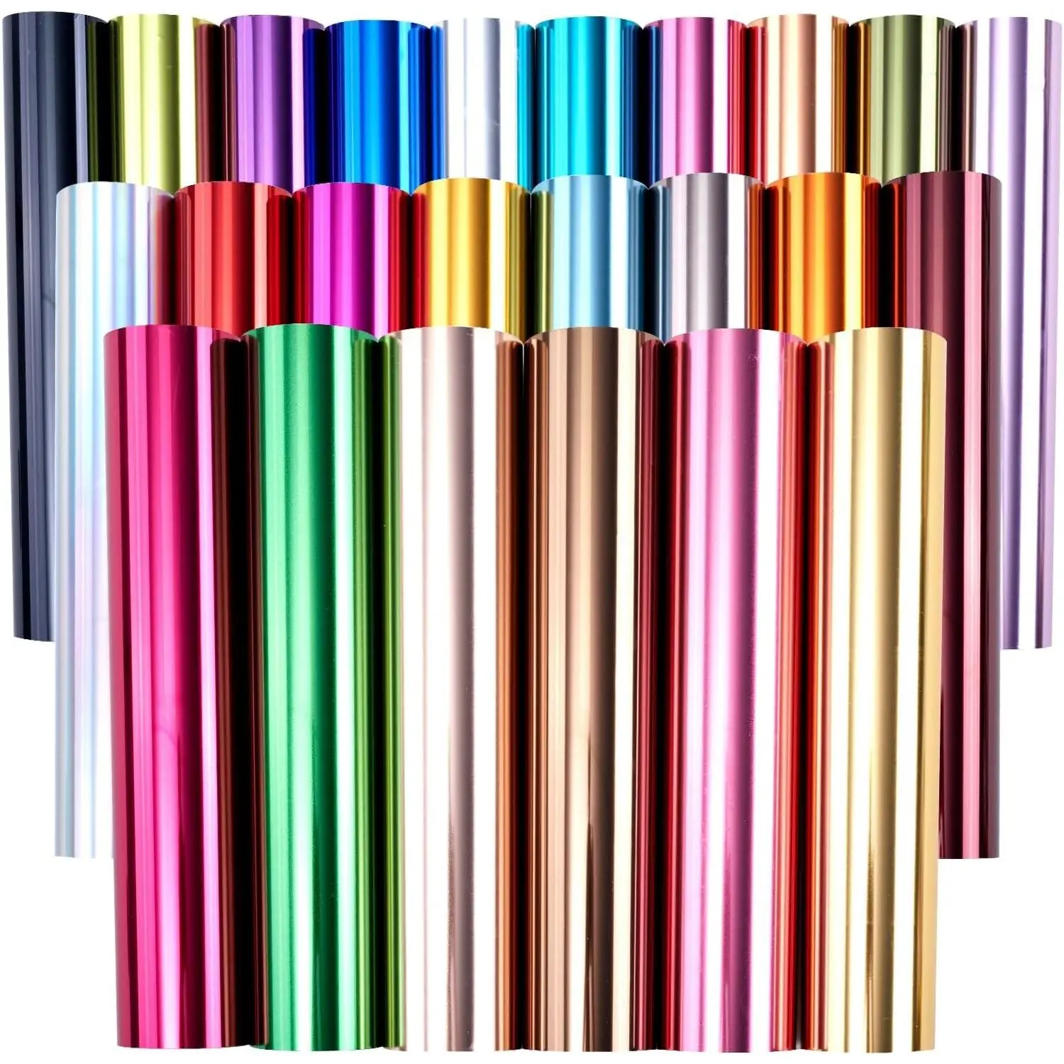 Metallic Heat Transfer Vinyl Multicolored Chrome HTV -24 Sheets 12"x 10" Foil Holographic Iron On Vinyl for DIY T-Shirts Handbags Hats Crafts