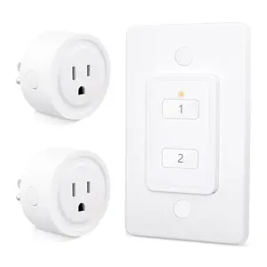 Mini  Remote Control Outlet Plug Adapter (2 Pack) with Remote, 2  Wall , 656ft Control Range for Indoor Lamps and  Appliances, No Hub Required, 10A/1100W, White