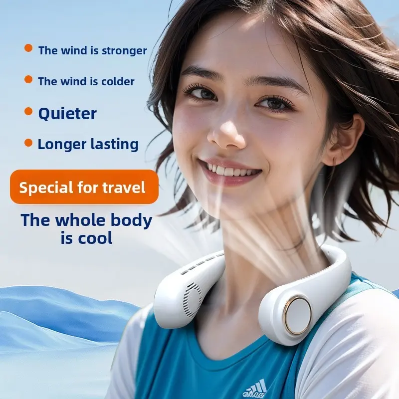 New neck bladeless fan USB charging office lazy portable silent portable fan mini