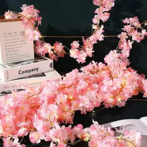 200cM 20LEDs Cherry Blossom Light Garland Artificial Flower Vines Fairy Lights for Bedroom Wedding Party Holiday Decoration