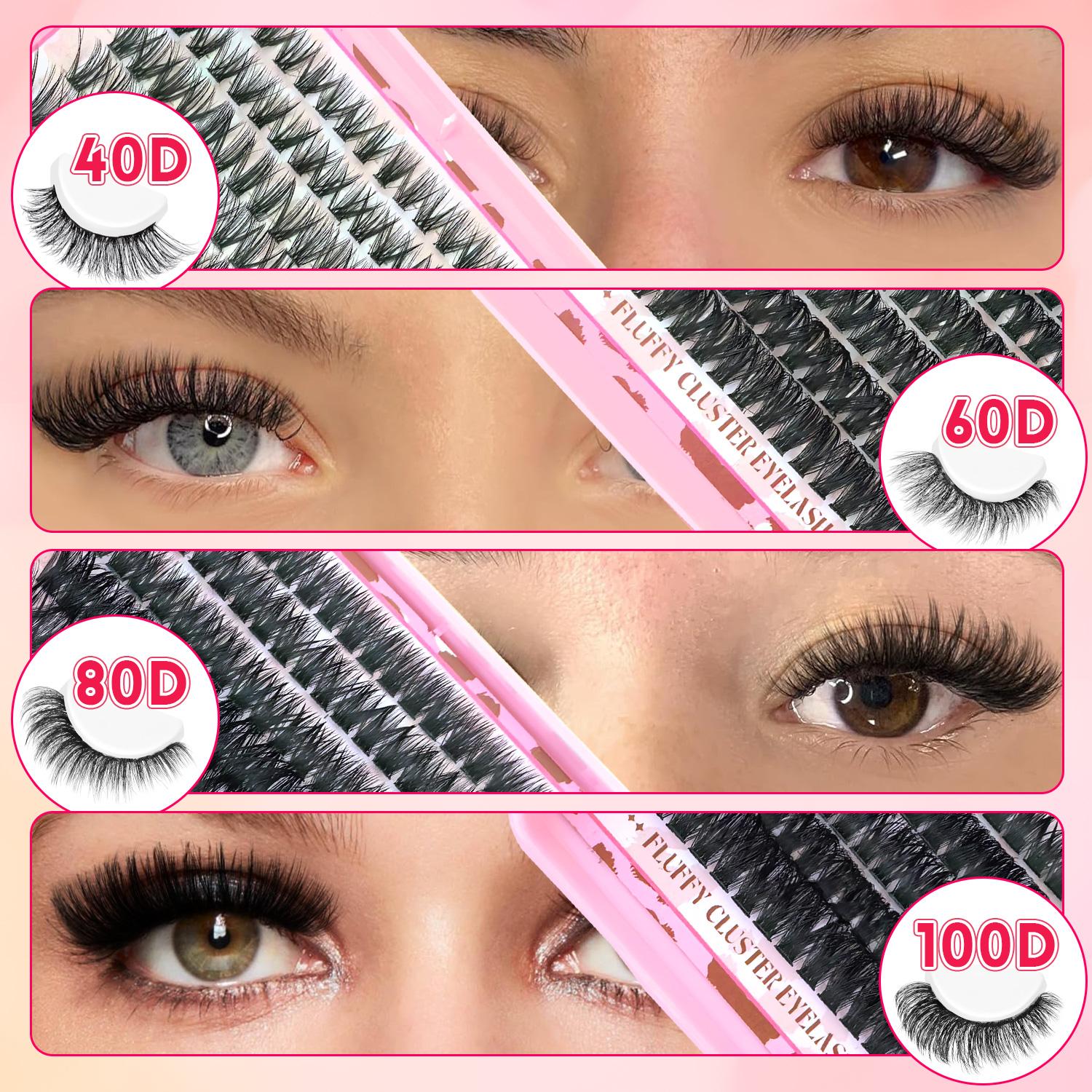 Eyelash Extensions Kit, 1 Set Mixed Length Diy Eyelash Kit, Style False Eyelashes with Tweezers & Eyelash Bond Glue & Remover Eyelash Enhancing Tool, Professional Eye Enhancement Tools, Cosmetic, Makeup, Lash Clusters, Baby Pink Comprehensive Kit