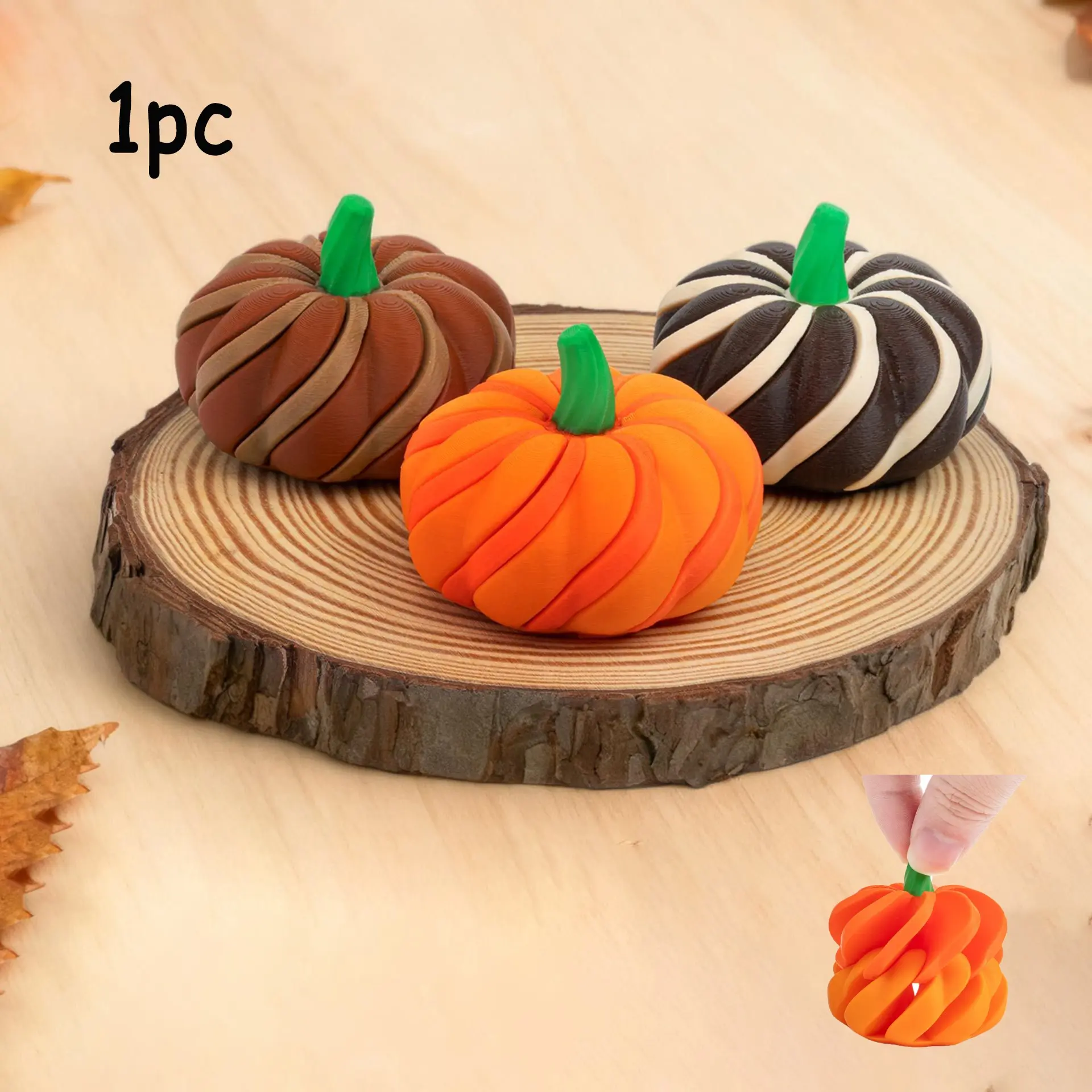 Double Color Spiral 3D Printed Rotating Pumpkin Ornament, Layered Halloween Desk Decor, Autumn Festival Collectible Gift