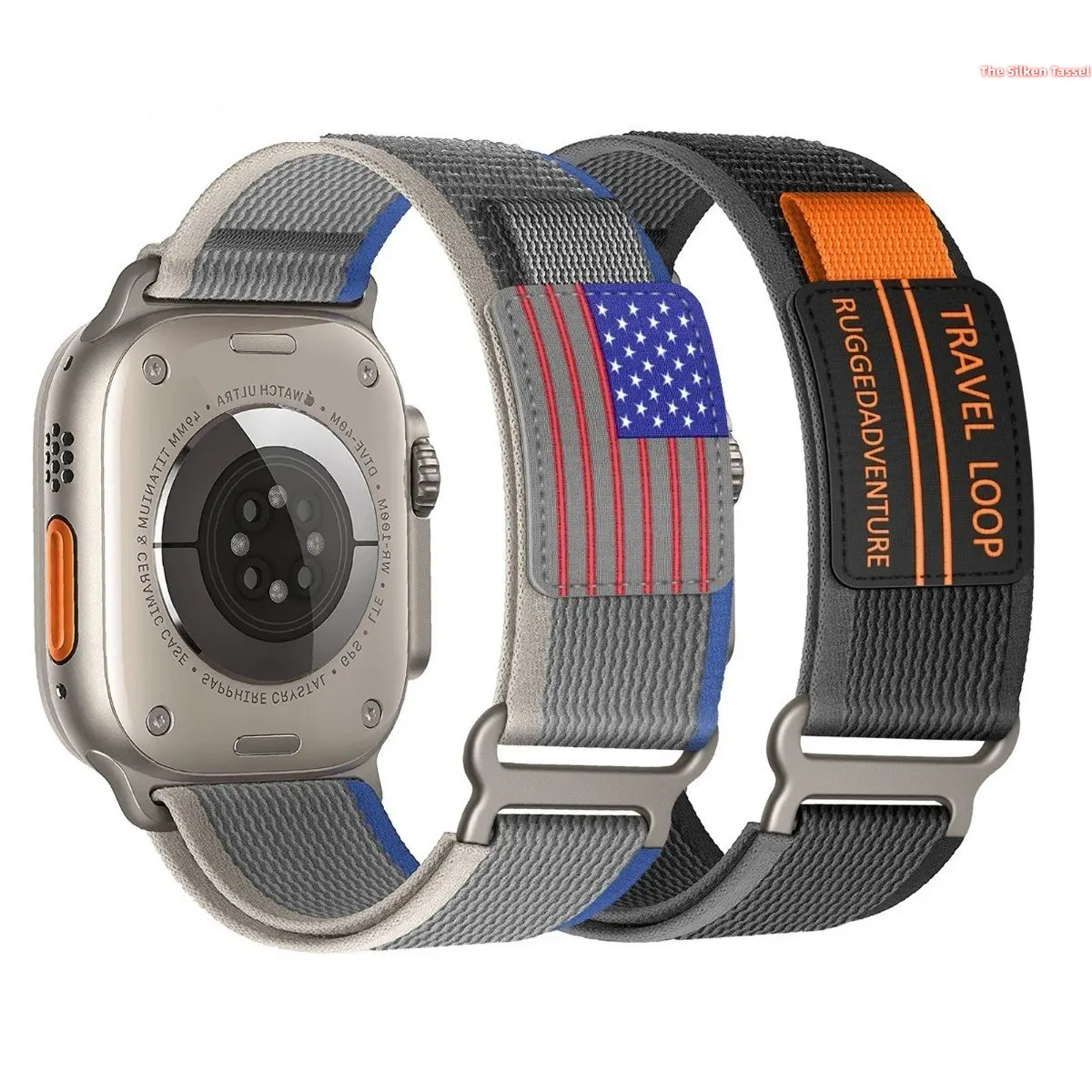 Adjustable Breathable Nylon Travel Loop Band for Apple Watch Ultra 49mm, Durable Outdoor Sport Wrist Strap with USA Flag or Rugged Adventure Style, Replacement Band for iWatch Series 11-1 SE 45/44/42/41/40/38mm for Men Women tiktokshopbacktoschool
