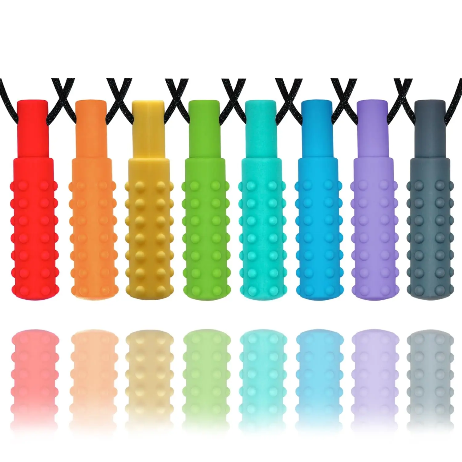Sensory Chew Necklaces for Boys and Girls, 8 Pack Silicone Oral Sensory Toys for Kids and Adults with Autism, ADHD, SPD, Biting - Reduce Chewing Anxiety Fidget(Gift)