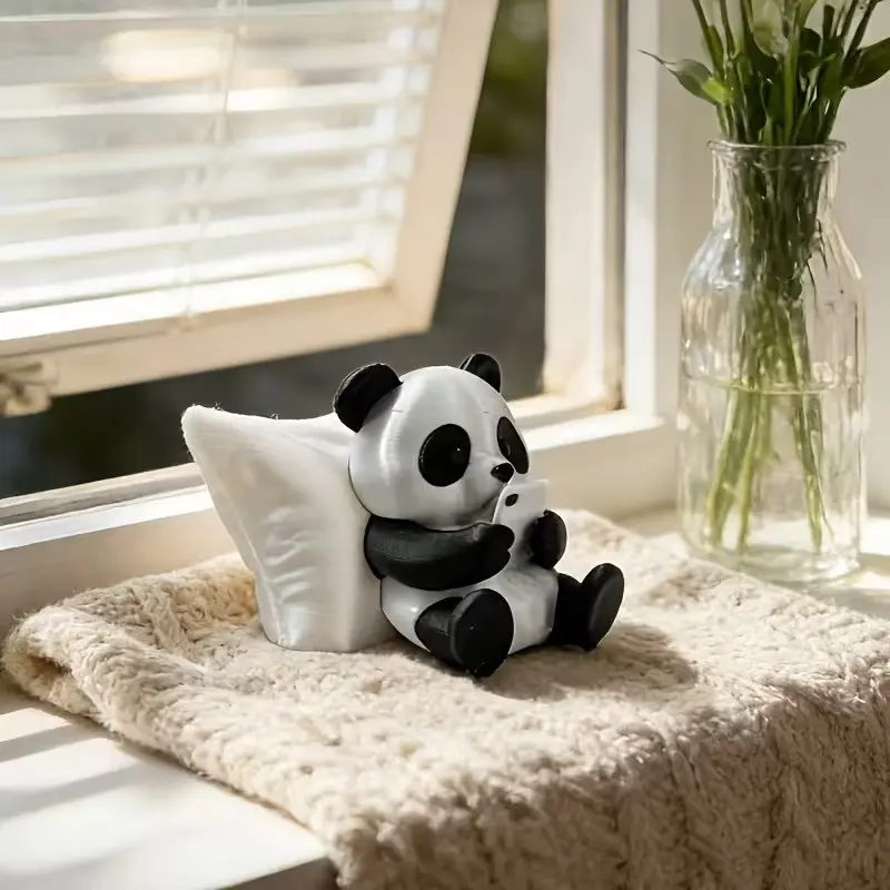 Cute Panda Sculpture Figurine, Adorable Bear Playing Phone Sleeping Decor, Desk Office Car Decoration, Creative Animal Model, Collectible Handmade Ornament