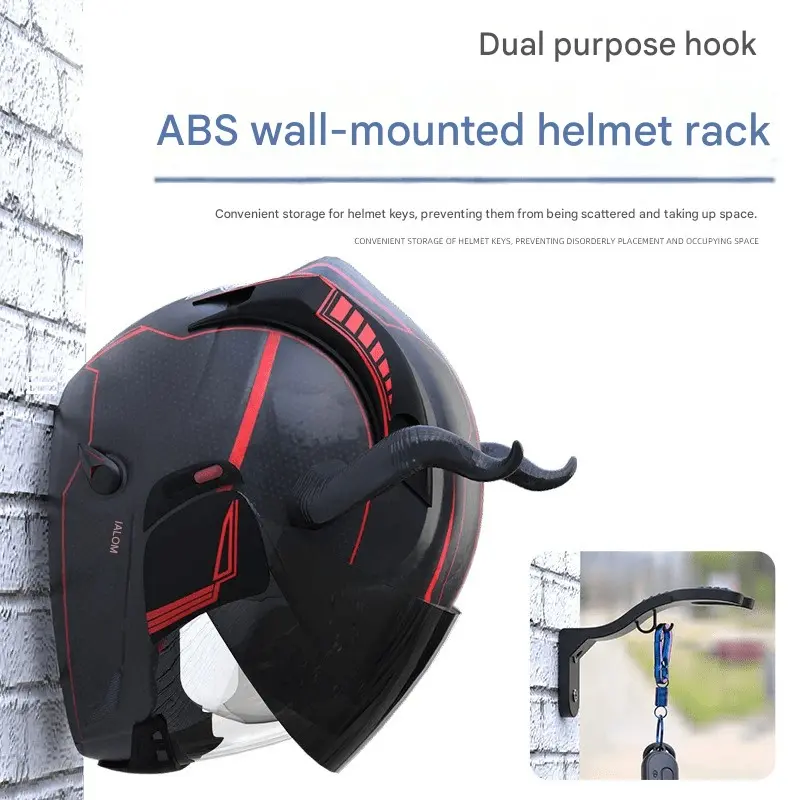 Multi-Functional Helmet Wall Hook, Abs Helmet Rack Organiser for Motorcycle and Bicycle Helmets, Durable Storage Box, Outdoor Use