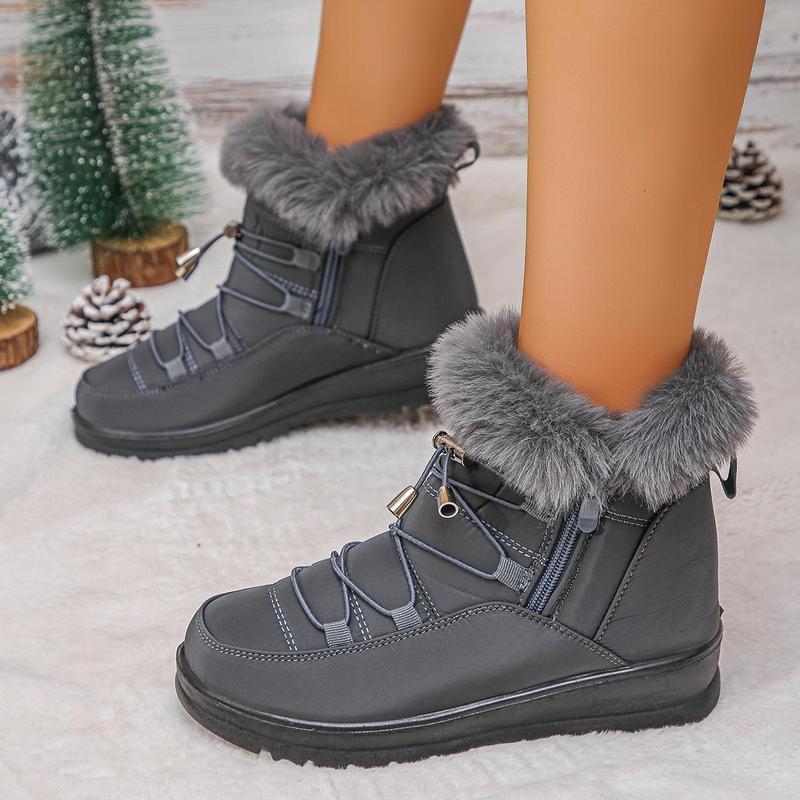 Womens Snow Boots Winter Shoes Warm Fur Lined Lining Ankle Booties Waterproof Comfortable Slip On Outdoor Boots for Women Black Footwear