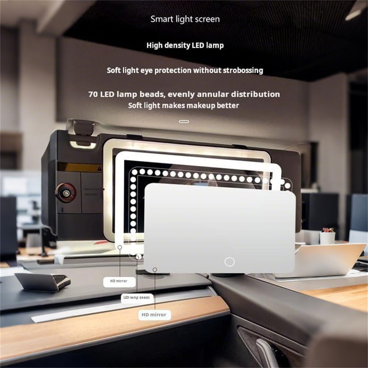 Led Sun Visor Vanity Mirror, Upgraded Large Car Mirrors with Lights, Dimmable Light up Vanity Makeup Mirror for Car,Rechargeable Universal Rear View Visor Mirrors